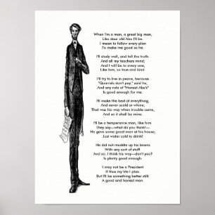 Präsident Abraham Lincoln Tribut Vintage-Gedicht Poster
