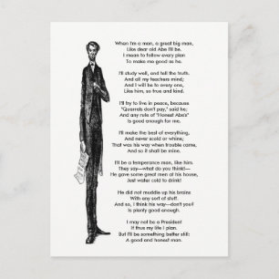 Präsident Abraham Lincoln Tribut Vintage-Gedicht Postkarte
