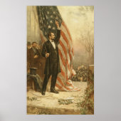 Präsident Abraham Lincoln unter amerikanischer Fla Poster (Vorne)