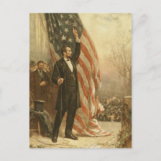 Präsident Abraham Lincoln unter amerikanischer Fla Postkarte (Vorderseite)
