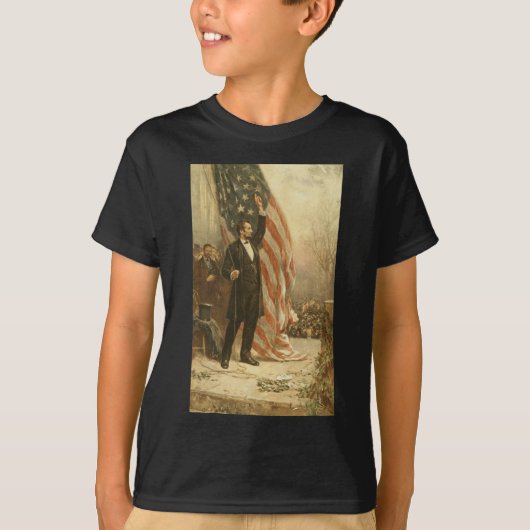 Präsident Abraham Lincoln unter amerikanischer Fla T-Shirt (Vorderseite)