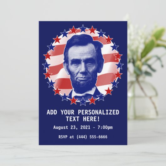 Präsident Abraham Lincoln US Flagge Invita Einladung (Stehend Vorderseite)