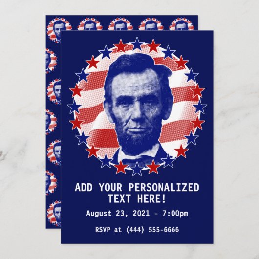 Präsident Abraham Lincoln US Flagge Invita Einladung (Vorne/Hinten)