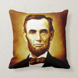 Präsident Abraham Lincoln Vintage-Porträt Sepia Kissen