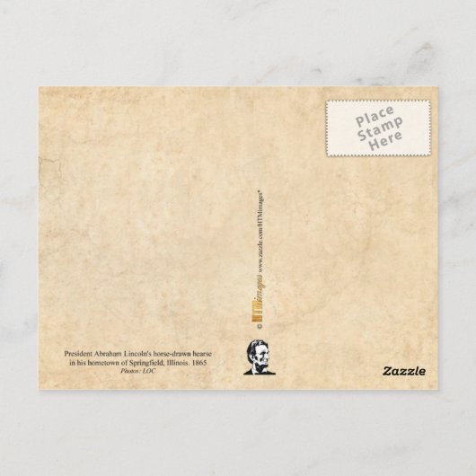 Präsident Abraham Lincolns Pferd gezeichnet Hearse Postkarte (Rückseite)