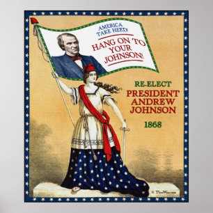 Präsident Andrew Johnson 1868 Wiederwahl-Poster Poster