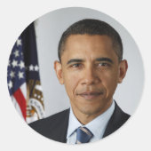 Präsident Barack Obama 1. Term Offiziell Portrait Runder Aufkleber (Vorderseite)