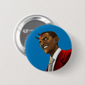 Präsident Barack Obama als der Teufel Halloween Button (Vorne & Hinten)