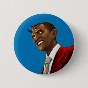 Präsident Barack Obama als der Teufel Halloween Button
