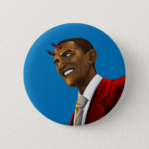 Präsident Barack Obama als der Teufel Halloween Button
