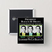 PRÄSIDENT BARACK OBAMA BUTTON (Vorne & Hinten)
