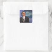 Präsident Barack Obama kündigt an Quadratischer Aufkleber (Tasche)