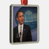 Präsident Barack Obama macht eine Mitteilung Ornament Aus Metall (Rechts)