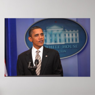 Präsident Barack Obama macht eine Mitteilung Poster