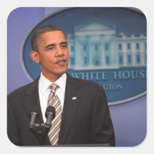 Präsident Barack Obama macht eine Mitteilung Quadratischer Aufkleber