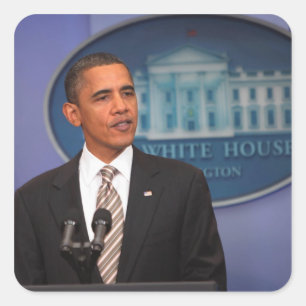 Präsident Barack Obama macht eine Mitteilung Quadratischer Aufkleber