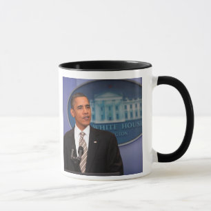 Präsident Barack Obama macht eine Mitteilung Tasse