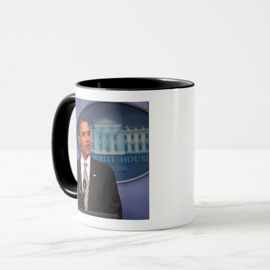 Präsident Barack Obama macht eine Mitteilung Tasse (Vorderseite Links)
