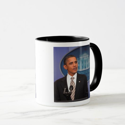 Präsident Barack Obama macht eine Mitteilung Tasse (VorderseiteRechts)