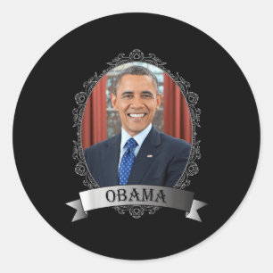 Präsident Barack Obama Portrait_1 Runder Aufkleber