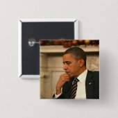 Präsident Barack Obama reflektiert sich, während Button (Vorne & Hinten)