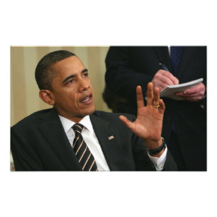 Präsident Barack Obama spricht mit der Presse Fotodruck