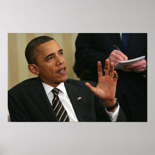 Präsident Barack Obama spricht mit der Presse Poster (Vorne)