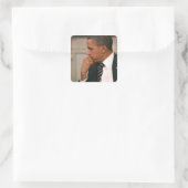 Präsident Barack Obama trifft mit Präsident Quadratischer Aufkleber (Tasche)