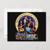 PRÄSIDENT BARACK OBAMA UND FAMILIE POSTKARTE (Vorne/Hinten)
