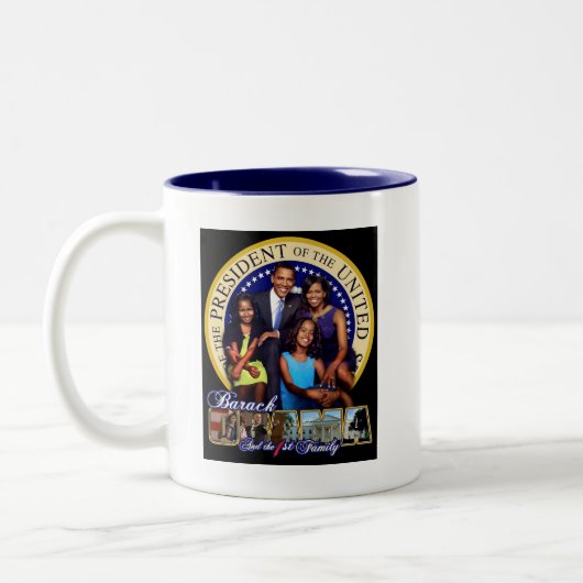 PRÄSIDENT BARACK OBAMA UND FAMILIE ZWEIFARBIGE TASSE (Links)