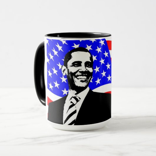 Präsident, Barack Obama und Flag Coffee Tasse (Vorderseite Links)