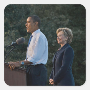Präsident Barack Obama und Hillary Clinton Quadratischer Aufkleber