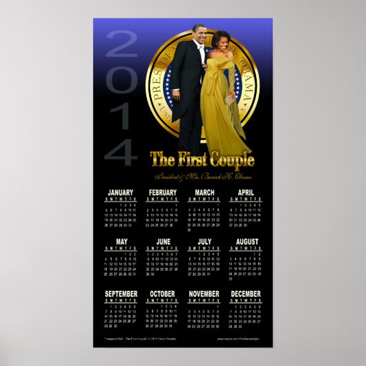 Präsident Barack und Michelle Obama-Kalender 2014 Poster (Vorne)
