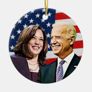 Präsident Biden und Vizepräsident Harris Keepake Keramik Ornament