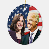 Präsident Biden und Vizepräsident Harris Keepake Keramik Ornament (Links)
