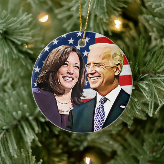 Präsident Biden und Vizepräsident Harris Keepake Keramik Ornament (Baum)