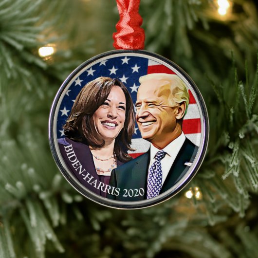 Präsident Biden und Vizepräsident Harris Keepake Ornament Aus Metall (Baum)