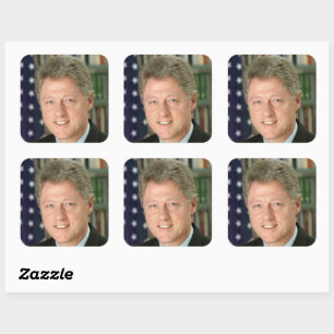 Präsident Bill Clinton Foto Quadratischer Aufkleber