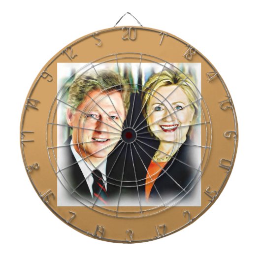 Präsident Bill Clinton und Präsidentin Hillary Cli Dartscheibe (vorne)