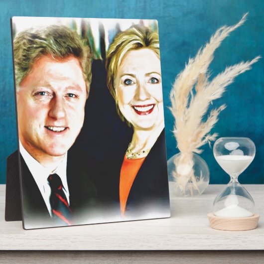 Präsident Bill Clinton und Präsidentin Hillary Cli Fotoplatte (Seite)