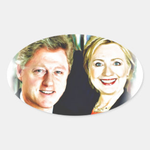 Präsident Bill Clinton und Präsidentin Hillary Cli Ovaler Aufkleber