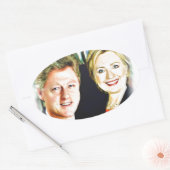 Präsident Bill Clinton und Präsidentin Hillary Cli Ovaler Aufkleber (Umschlag)