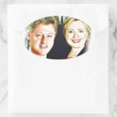 Präsident Bill Clinton und Präsidentin Hillary Cli Ovaler Aufkleber (Tasche)