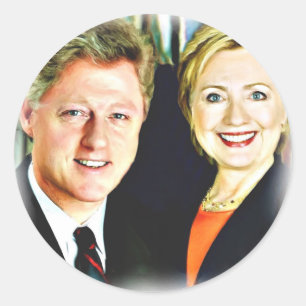 Präsident Bill Clinton und Präsidentin Hillary Cli Runder Aufkleber