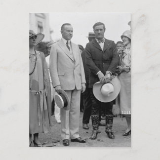 Präsident Coolidge und Tom Mix Postkarte