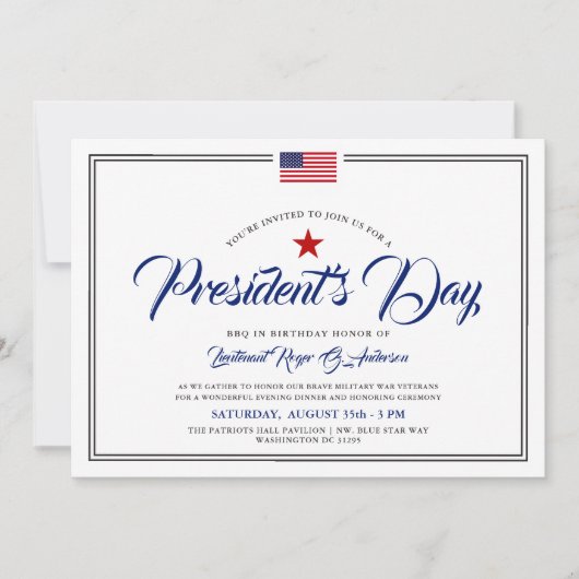 Präsident Day Themed Patriotic Birthday Party Einladung (Vorderseite)
