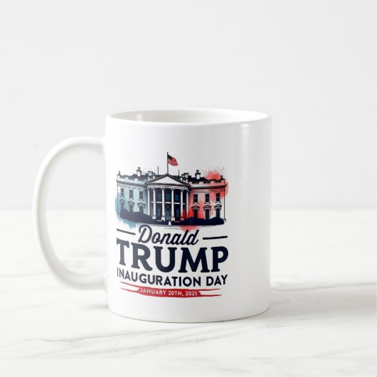 Präsident des Weißen Hauses Donald Trump Einweihun Kaffeetasse (Links)