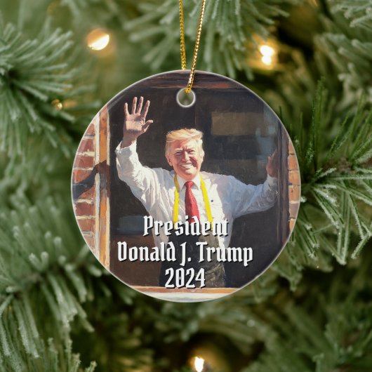 Präsident Donald J. Trump Fast Food Funny 2024 Keramik Ornament (Baum)