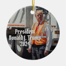 Präsident Donald J. Trump Garbage Truck Funny 2024 Keramik Ornament