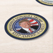 Präsident Donald Trump 2020 Behalte Amerika groß Runder Pappuntersetzer (Angewinkelt)